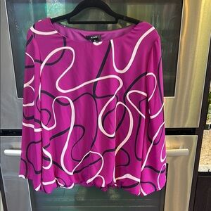 Alfani Black and Purple Graphic Blouse Relaxed‎ Fit